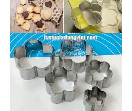 Bộ 5 Khuôn Inox Nhấn Cutter Làm Bánh Quy Hoa Mai