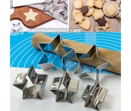 Bộ 5 Khuôn Inox Nhấn Cutter Làm Bánh Quy Ngôi Sao