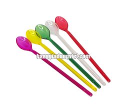 Combo 10 Muỗng Nhựa Trong Suốt Cán Dài Nhiều Màu