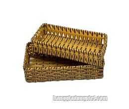 Combo 2 Rổ Nhựa Giả Mây Chữ Nhật