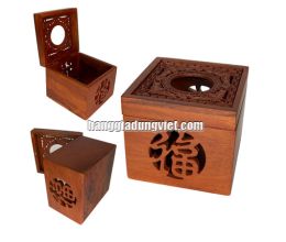 Hộp Đựng Khăn Giấy Vuông Gỗ Mỹ Nghệ (13.5x13.5x11.7cm)