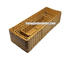 Khay Chữ Nhật Dài Nhựa Giả Mây (Nhiều Kích Cỡ)