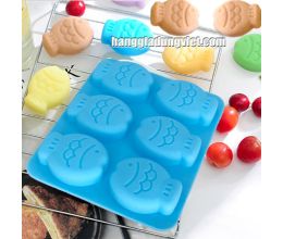 Khuôn Silicon Làm Rau Câu Làm Bánh Vỉ 6 Con Cá