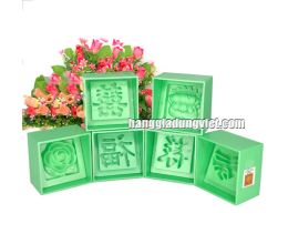 Khuôn Nhấn Xôi Vuông 8cm (Phúc Lộc Thọ Song Hỷ và Hoa)