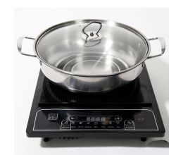 Nồi Lẩu, Chảo Lẩu Inox Nắp Kính 28CM