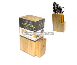 Ống Dắt Dao Đứng Gỗ Thông Tự Nhiên (24x16x10cm)