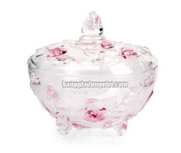 Thố Thủy Tinh Màu Đựng Mứt Kẹo 16CM