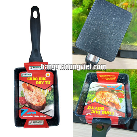 Chảo Đúc Chữ Nhật Vân Đá Đáy Từ Tithafac 13.5x37.5cm