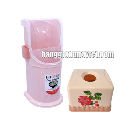 Combo Ống Muỗng Đũa & Hộp Giấy Để Bàn
