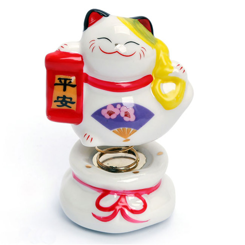 Mèo Sứ Mini Lò Xo Theo Xe Hơi Cực Dễ Thương - 100% Bằng Sứ