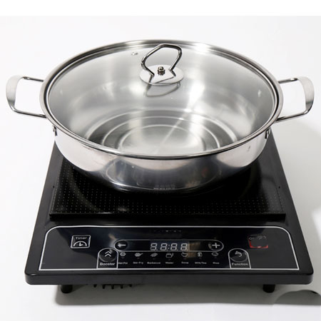Nồi Lẩu, Chảo Lẩu Inox Nắp Kính 28CM